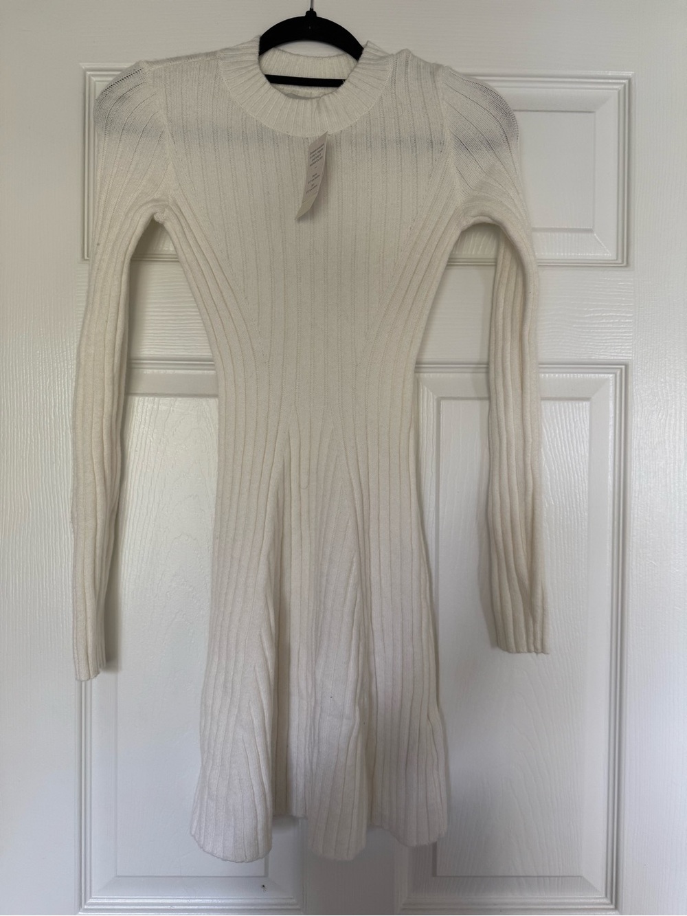 Hollister Long Sleeve Cream Knit Dress